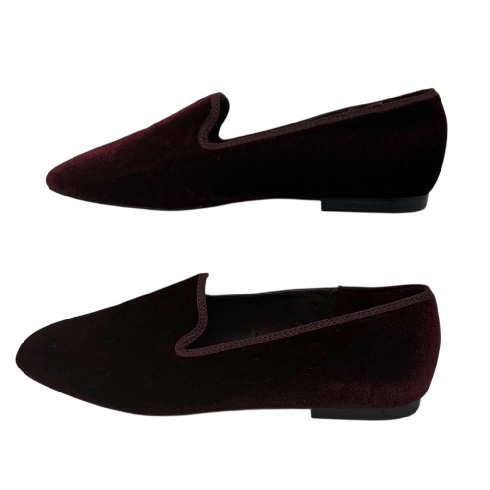Zara Velvet Loafers Whimsigoth Regency Burgundy Driving/Smoking Flats Size 38